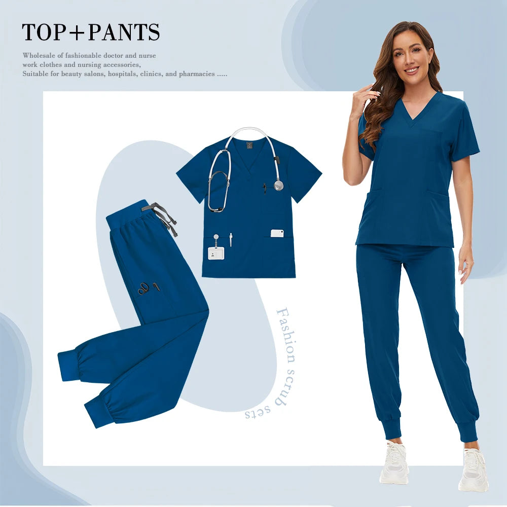 Hospital Nursing Scrubs Classic Uniforms Sets Medical Scrub Elastic Lightweight Workwear Pet Beauty Nurse Clinical Uniform Women