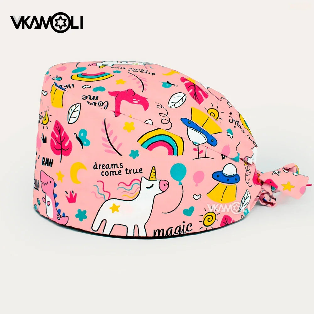 Cartoon Cute rabbit and dog printed surgical cap scrubs cap medical hat pet doctor nurse care cap work operation cap