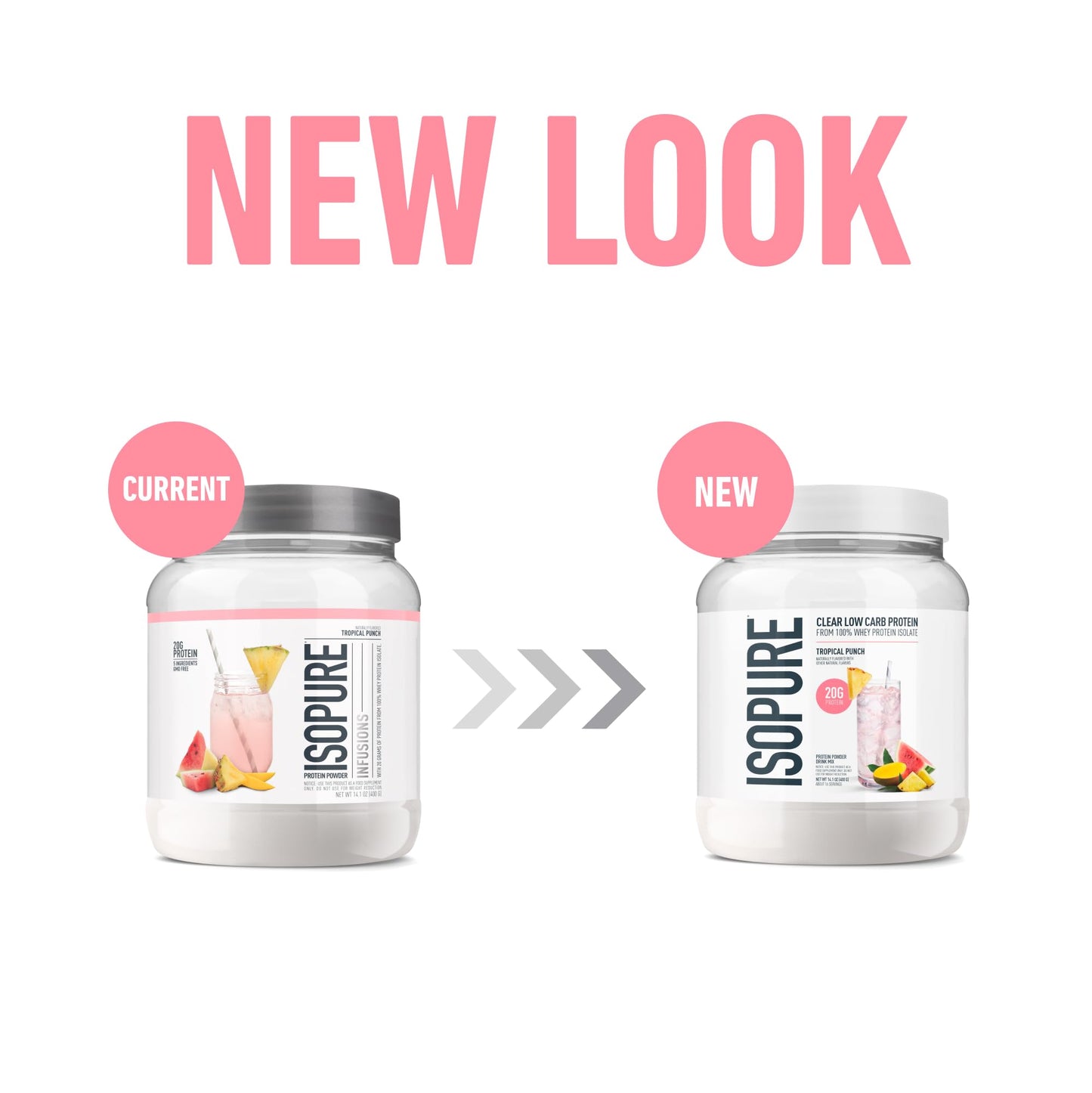 Isopure Clear Whey Isolate Protein Powder, Lactose Free, Gluten Free, Naturally Flavored, Tropical Punch, 20g Protein Per Serving, 14.1 Oz, 16 Servings (Packaging May Vary)