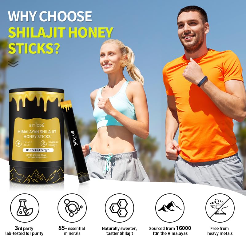 Taste of Honey Shilajit | Pure Himalayan Shilajit | Ashwagandha, Gokshura | Fulvic Acid & 85+ Trace Minerals for Men, Women | Non-GMO | Lab Tested | 30 Sticks
