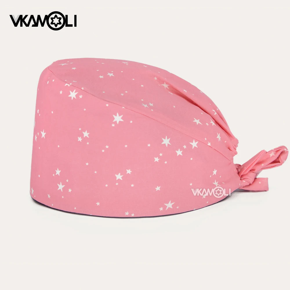 Gorro Clínicos Cartoon Printing Scrubs Caps Surgery Hat Men Nurse Scrubs Cap Pet Clinic Work Hat Medical Scrub Hats