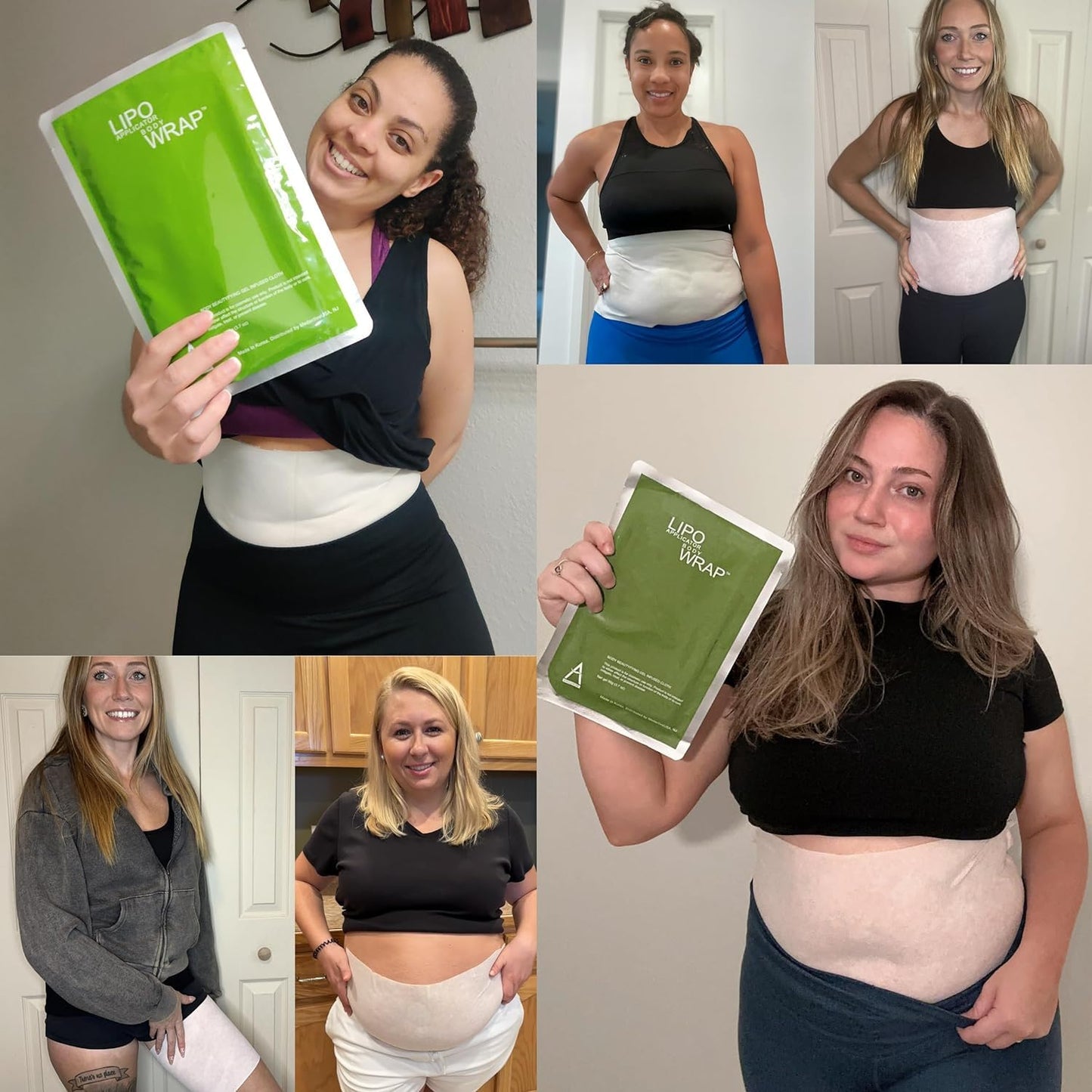 lipo applicator Ultimate Body Wrap with Guarana, Green Tea, and Seaweed Works for Stomach Belly Legs Arms Abdomen. 4 Wraps
