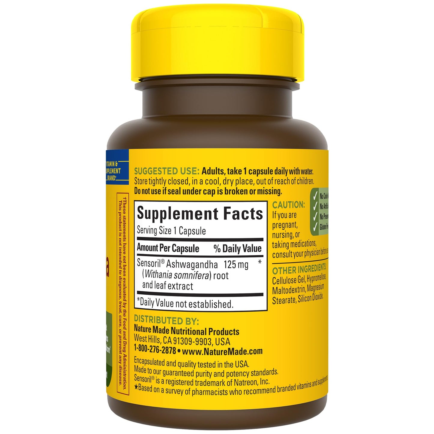 Nature Made Ashwagandha Capsules 125mg for Stress Support, 60 Capsules, 60 Day Supply