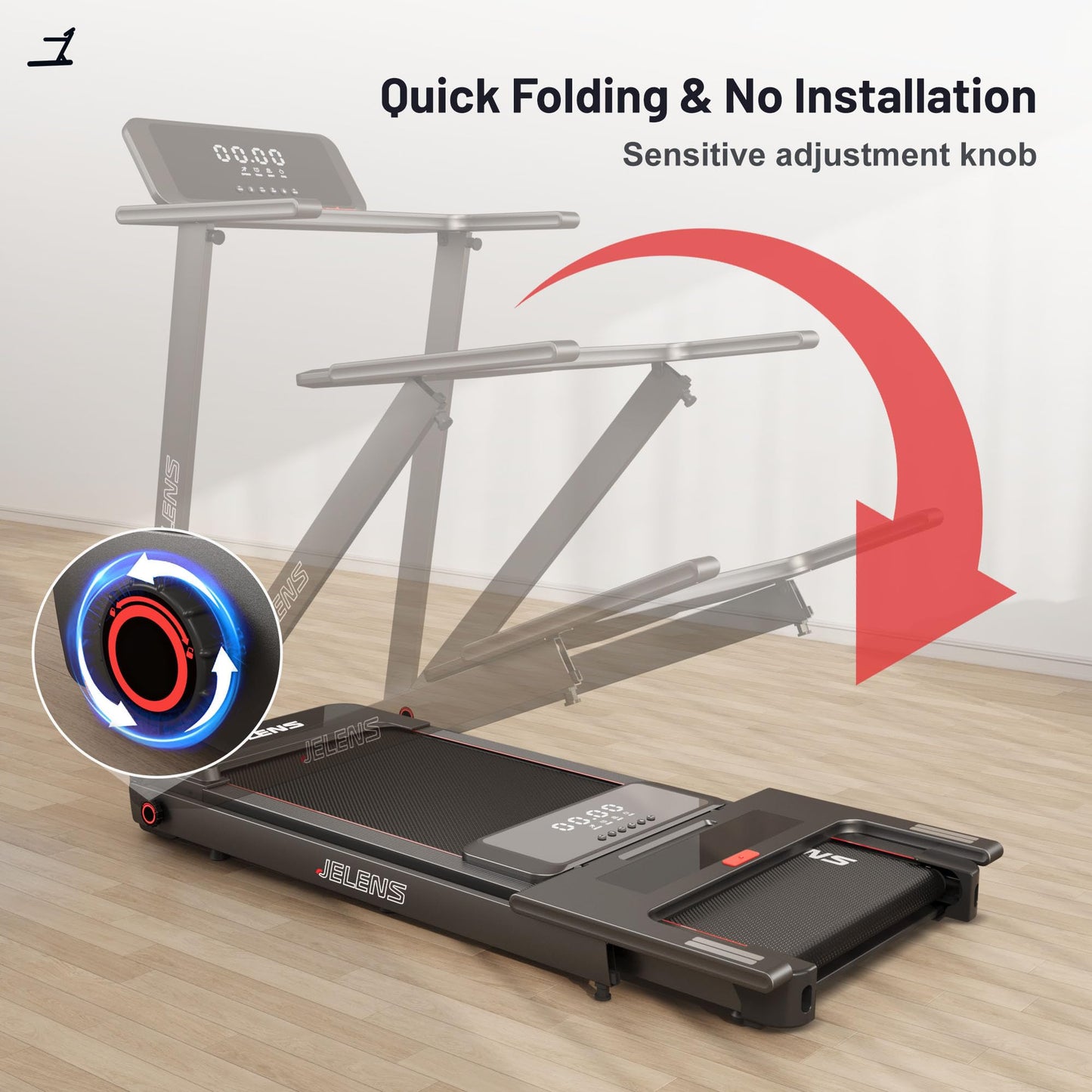 Treadmill with Desk Workstation, Walking Treadmill Pad, Portable Desk Treadmills for Home Small, Foldable Walking Pad with Handle Bar (Black)