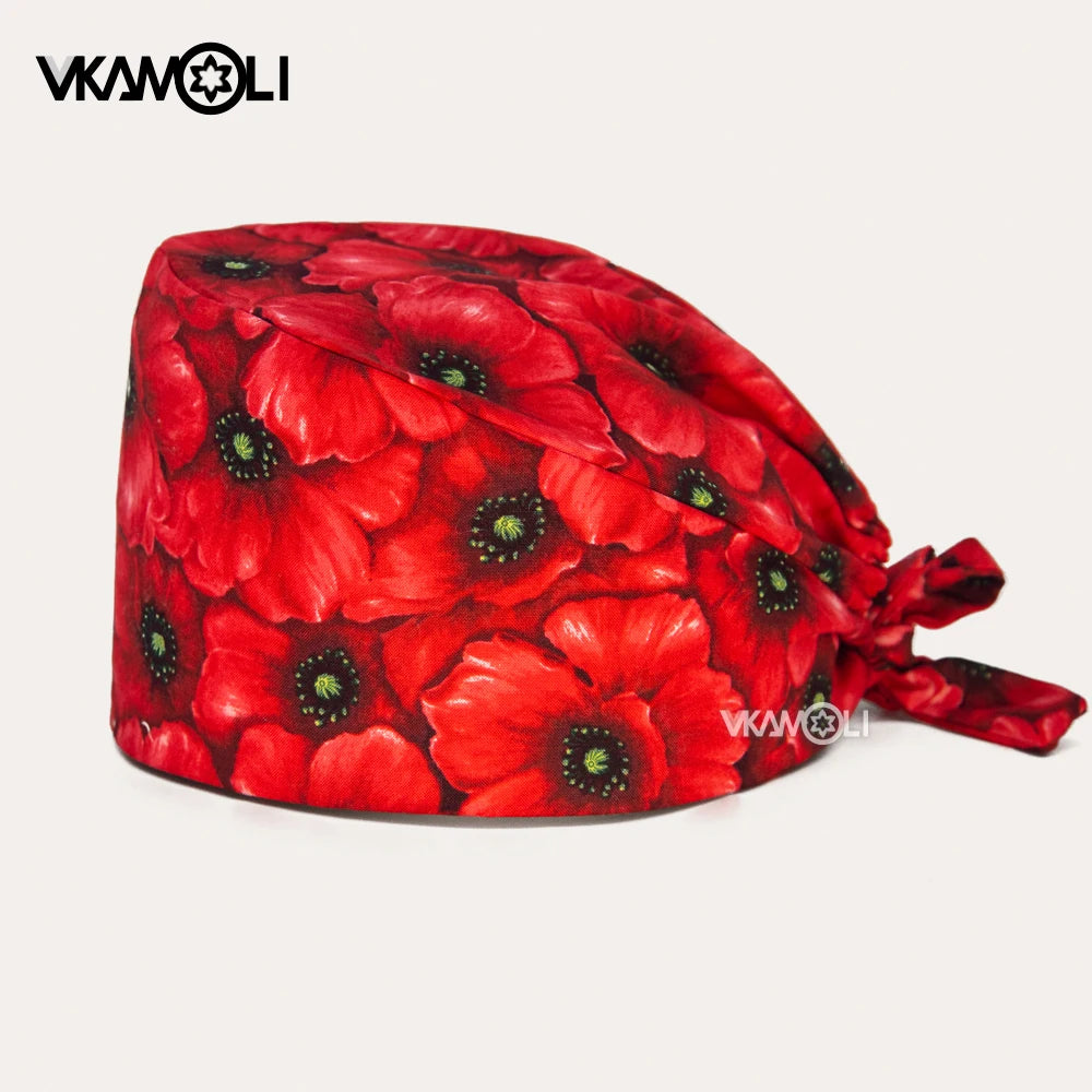 Gorro Clínicos Cartoon Printing Scrubs Caps Surgery Hat Men Nurse Scrubs Cap Pet Clinic Work Hat Medical Scrub Hats