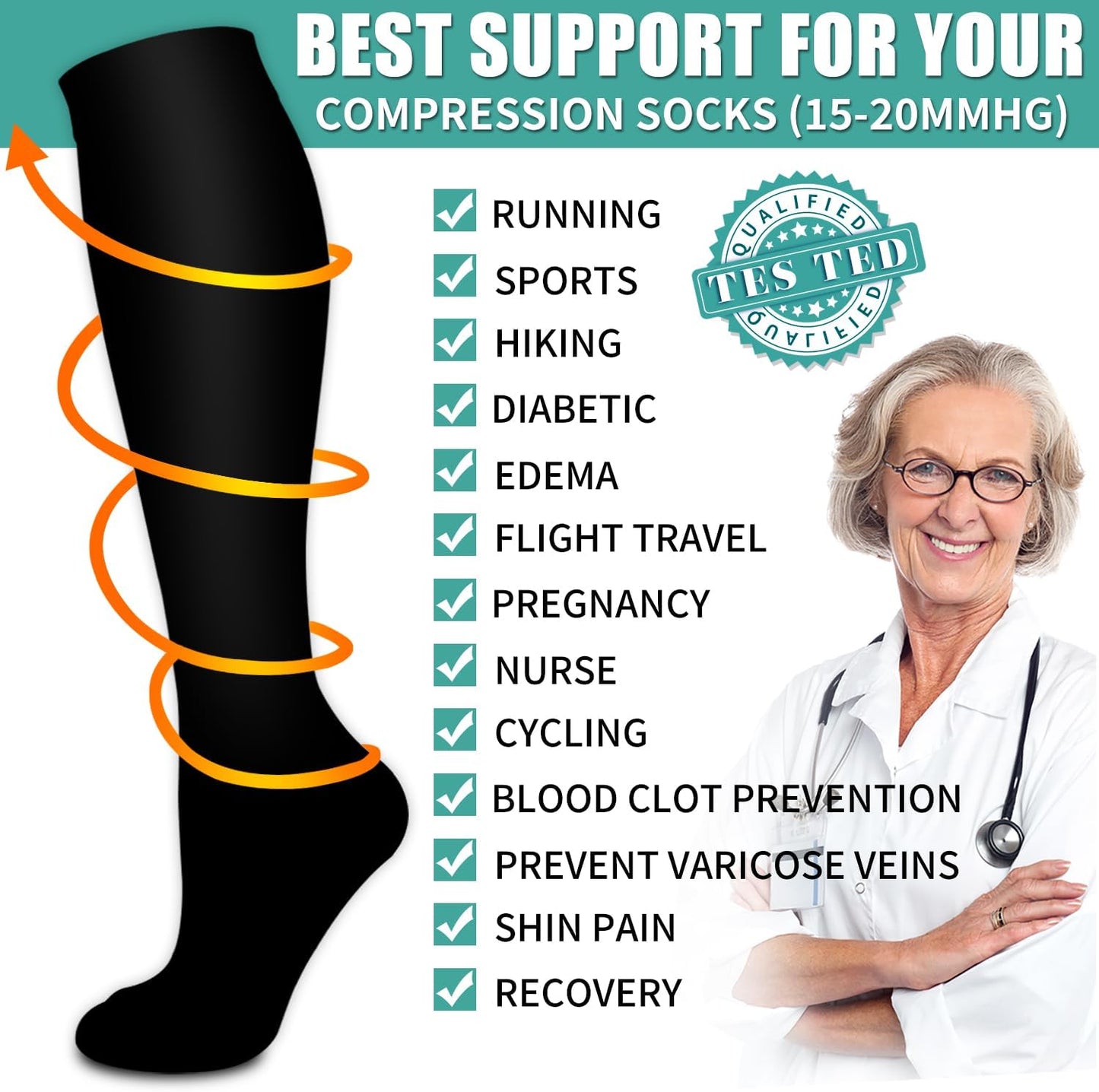 3 Pack Medical Compression Sock-Compression Sock for Women and Men Circulation -Best for Running,Nursing,Athletic Sports