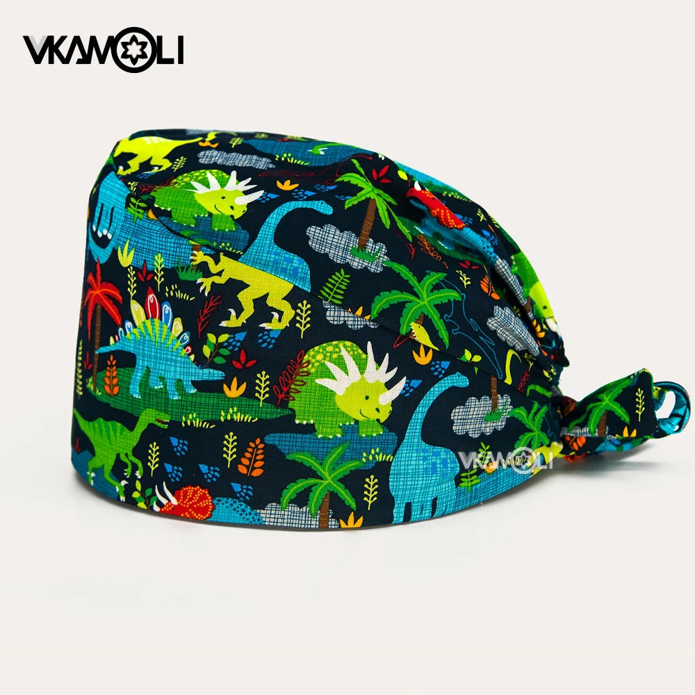 Gorro Clínicos Cartoon Printing Scrubs Caps Surgery Hat Men Nurse Scrubs Cap Pet Clinic Work Hat Medical Scrub Hats