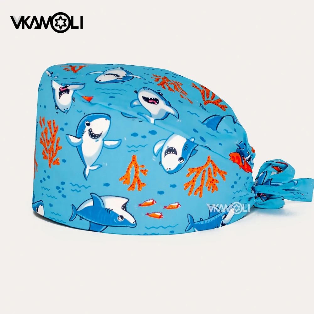 Cartoon Cute rabbit and dog printed surgical cap scrubs cap medical hat pet doctor nurse care cap work operation cap