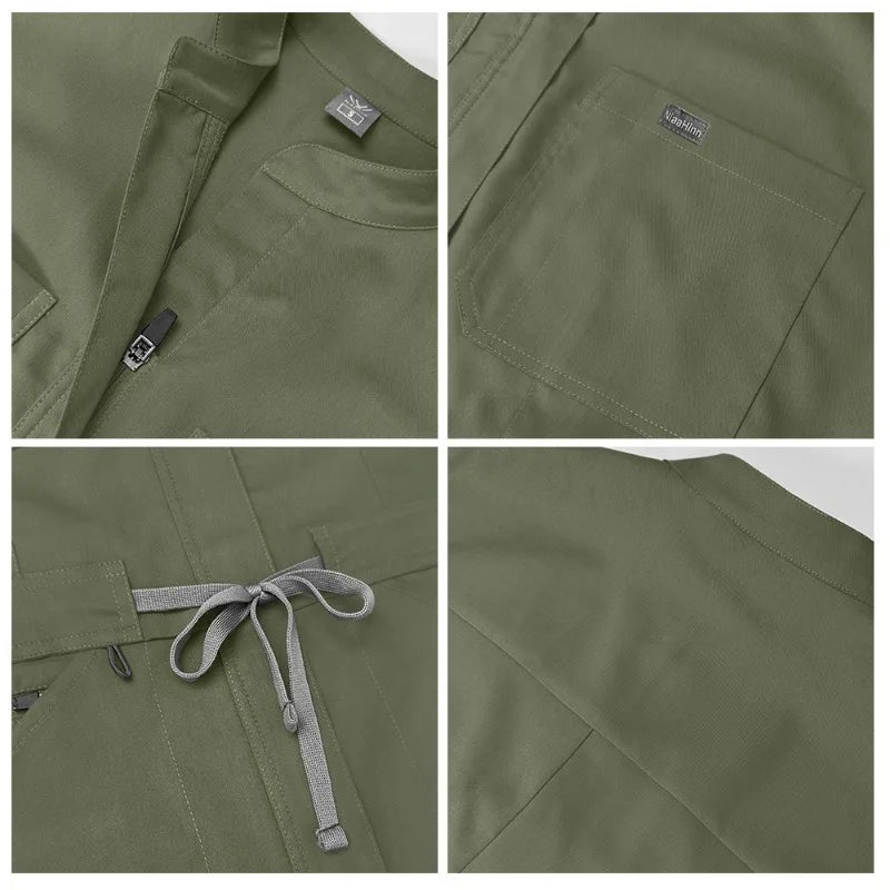 New Jumpsuits Medical Scrubs Uniform Short Sleeve Nursing Workwear Nursing Uniforms Women Men Pet Doctor Scrub Medical Workwear