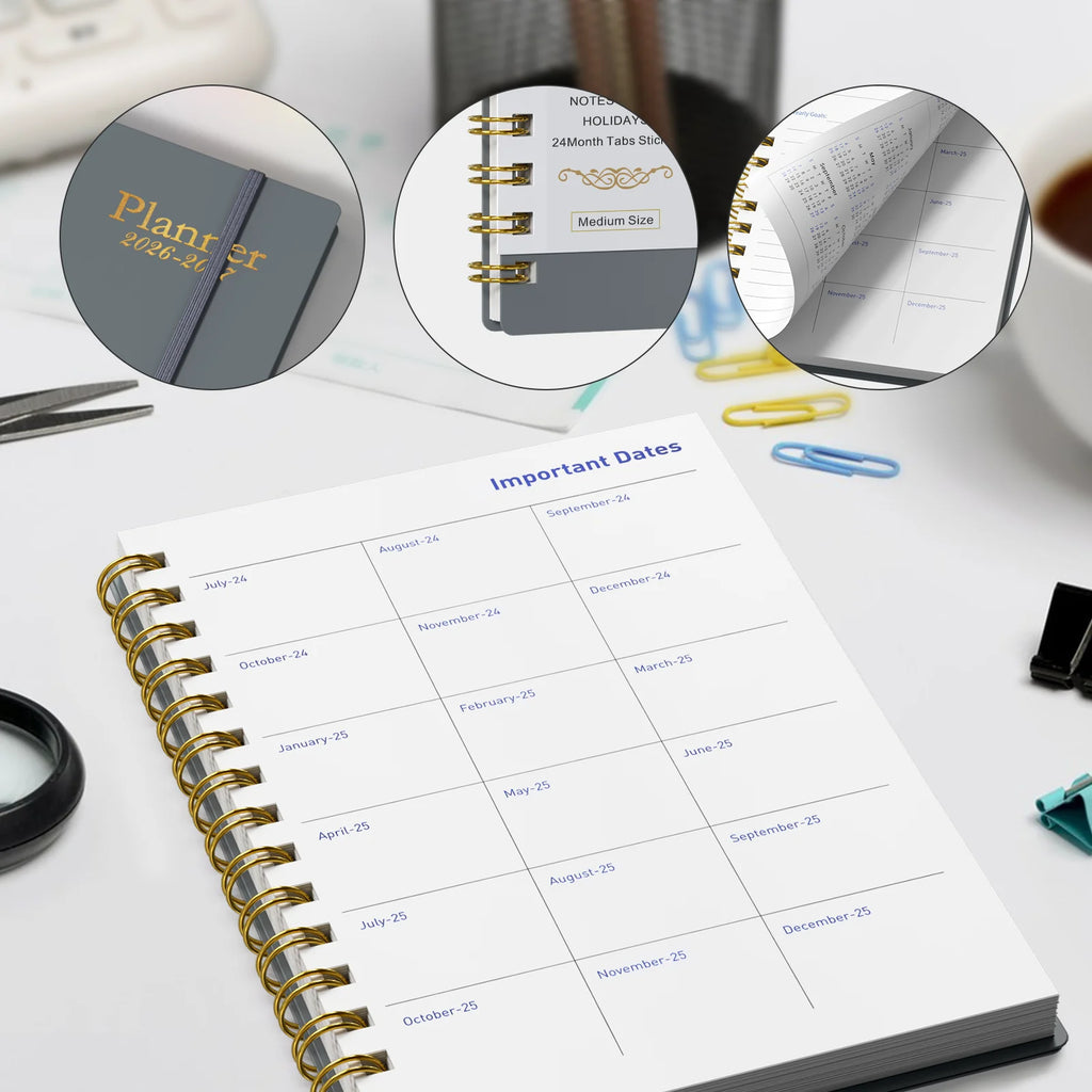 2026-2027 Planner - Jan. 2026 - Jun. 2027 , 5.6" X 8.2" Monthly Planners & Appointment Book with Elastic Book Band, Monthly Tabs
