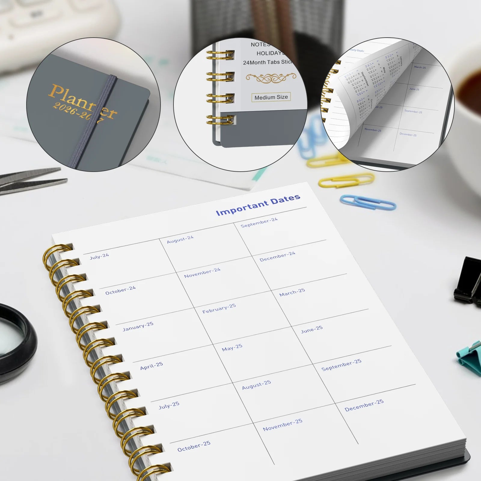 2026-2027 Planner - Jan. 2026 - Jun. 2027 , 5.6" X 8.2" Monthly Planners & Appointment Book with Elastic Book Band, Monthly Tabs