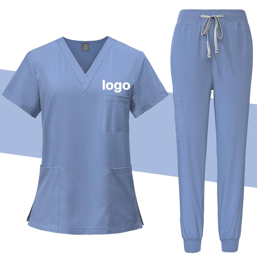 Summer Medical Uniforms Scrubs Tops Hospital Work Shirts Nurses Accesssories Dental Beauty Workwear Lab Clothes Customized Logo
