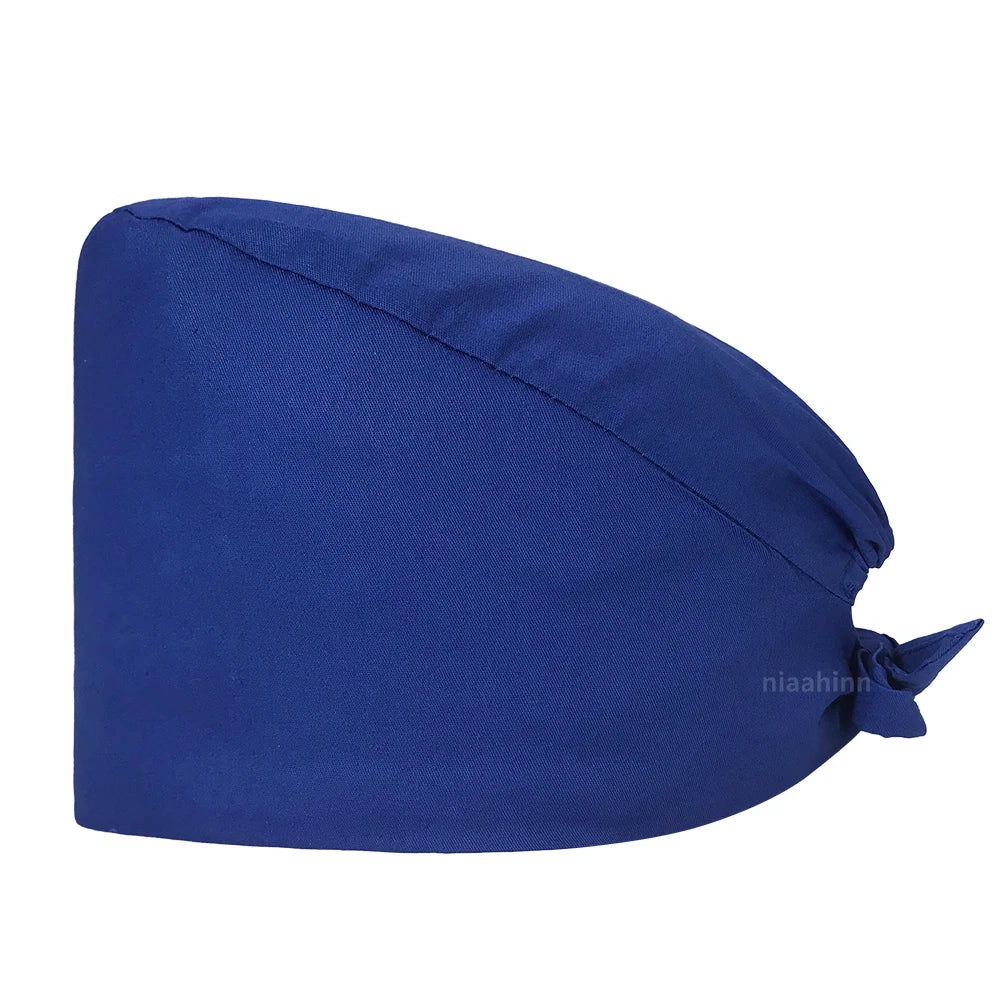 Wholesale Solid Color Surgical Hats Bandage Nursing Scrubs Hat Beautician Working Nurse Cap Hats Lab Medical Women Scrubs Cap