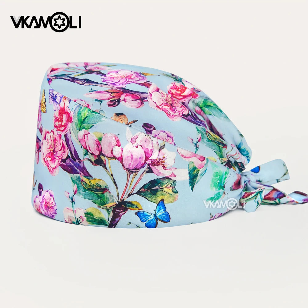 Gorro Clínicos Cartoon Printing Scrubs Caps Surgery Hat Men Nurse Scrubs Cap Pet Clinic Work Hat Medical Scrub Hats
