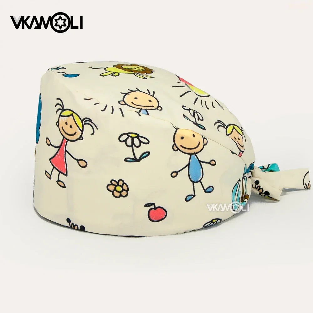 Cartoon Cute rabbit and dog printed surgical cap scrubs cap medical hat pet doctor nurse care cap work operation cap