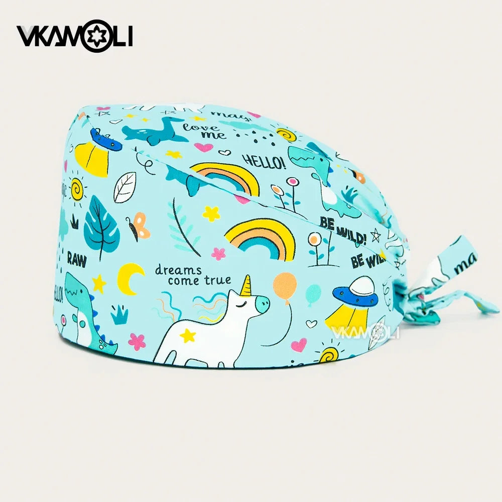 Cartoon Cute rabbit and dog printed surgical cap scrubs cap medical hat pet doctor nurse care cap work operation cap
