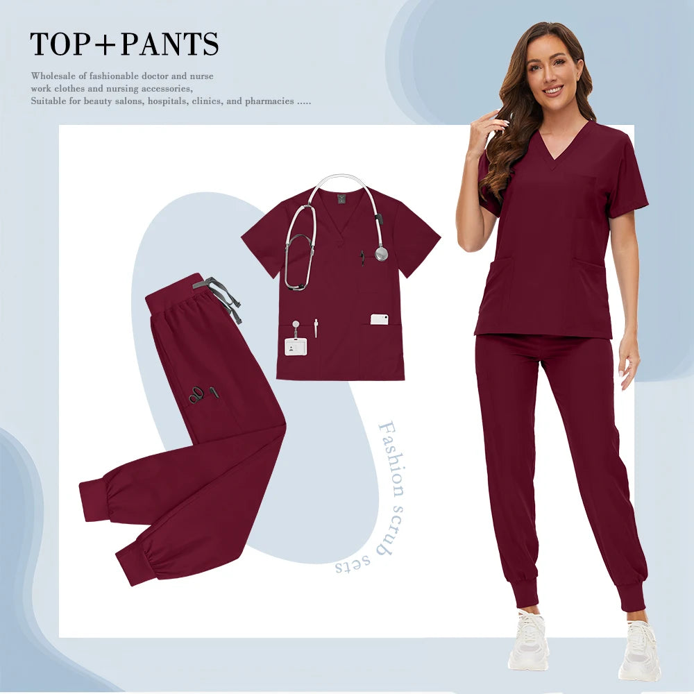 Hospital Nursing Scrubs Classic Uniforms Sets Medical Scrub Elastic Lightweight Workwear Pet Beauty Nurse Clinical Uniform Women