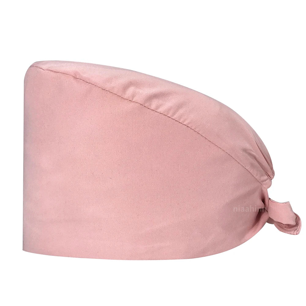 Wholesale Solid Color Surgical Hats Bandage Nursing Scrubs Hat Beautician Working Nurse Cap Hats Lab Medical Women Scrubs Cap