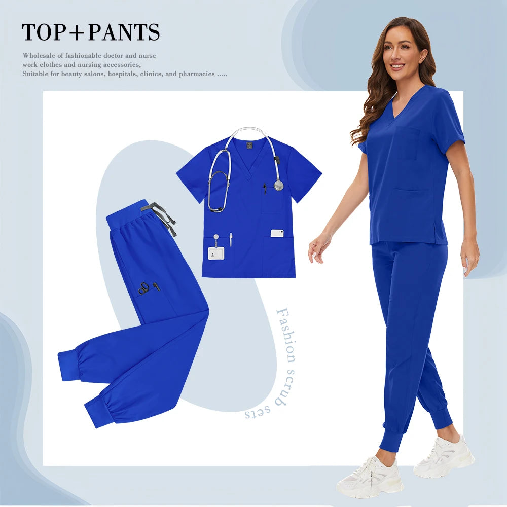 Hospital Nursing Scrubs Classic Uniforms Sets Medical Scrub Elastic Lightweight Workwear Pet Beauty Nurse Clinical Uniform Women