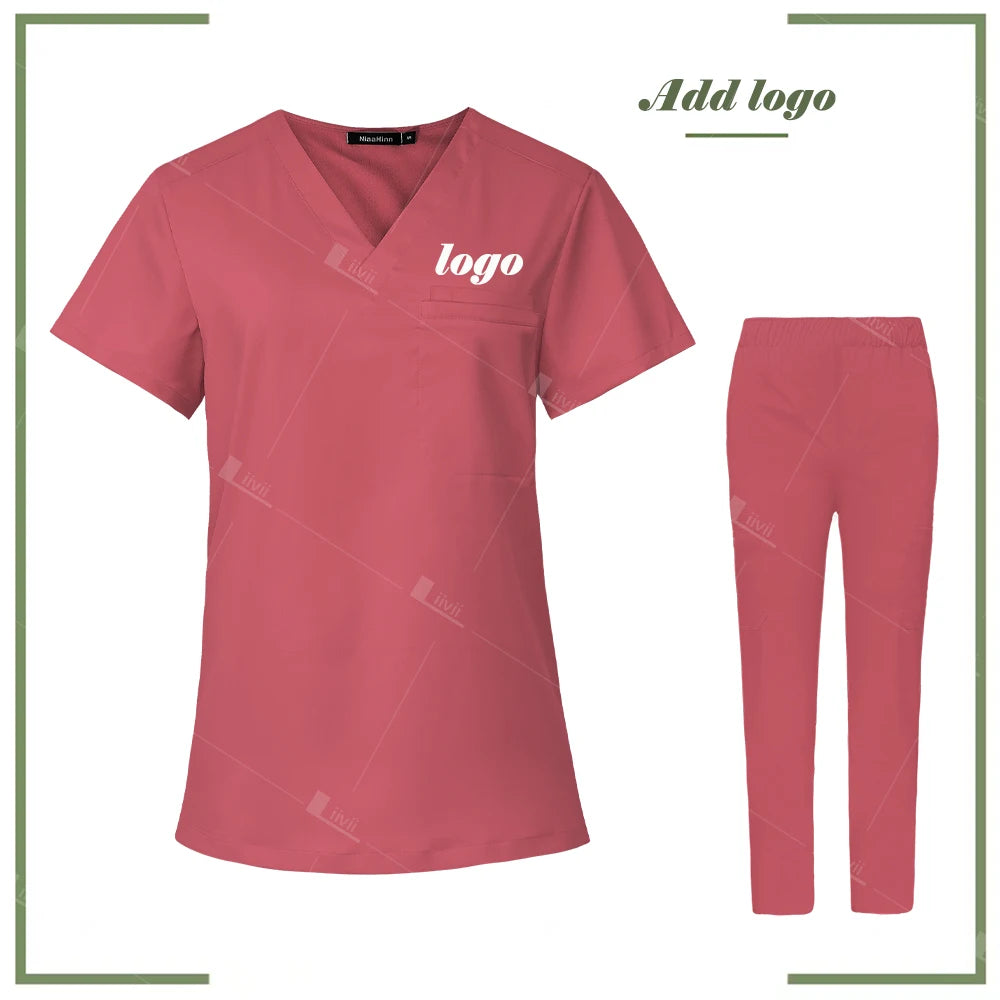 Scrubs Uniform Women Men Medical Nurse Uniforms Elastic Scrubs Top Hospital Surgical Gowns Pockets Blouse Nursing Accessories