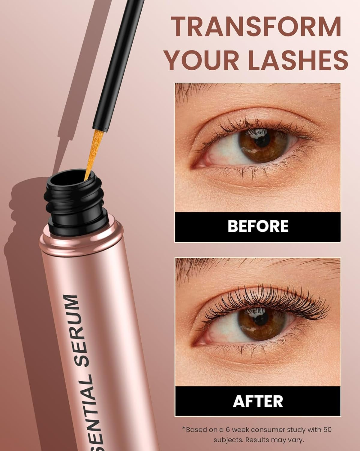 Natural Cosmetic Eyelash Serum for Longer, Thicker Lashes & Brows, Boost Lash Serum Vegan & Cruelty-Free - Niacinamide, Centella Asiatica Leaf Extract (10 Ml Pink)