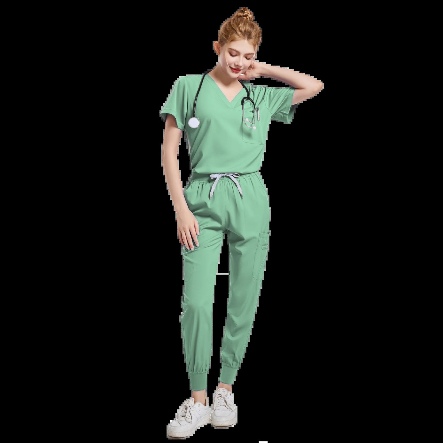 Spa Uniforms Women Scrubs Jogger Set Medical Uniforms Scrub Top + Pants Lab Coat Nurse Uniform Blouse Medicale Femme Work Wears