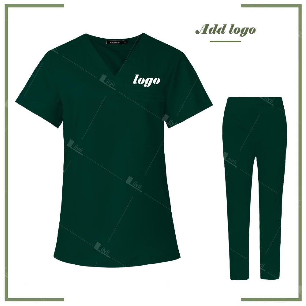 Scrubs Uniform Women Men Medical Nurse Uniforms Elastic Scrubs Top Hospital Surgical Gowns Pockets Blouse Nursing Accessories