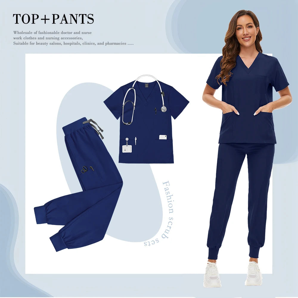 Hospital Nursing Scrubs Classic Uniforms Sets Medical Scrub Elastic Lightweight Workwear Pet Beauty Nurse Clinical Uniform Women