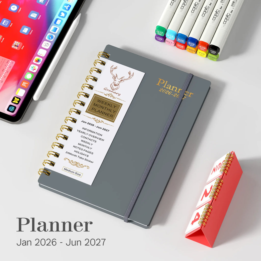 2026-2027 Planner - Jan. 2026 - Jun. 2027 , 5.6" X 8.2" Monthly Planners & Appointment Book with Elastic Book Band, Monthly Tabs