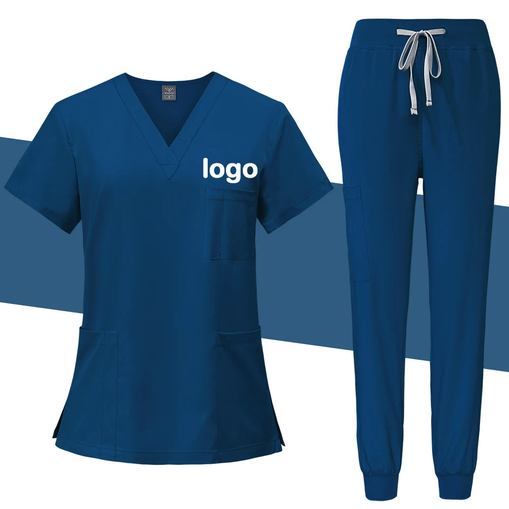 Summer Medical Uniforms Scrubs Tops Hospital Work Shirts Nurses Accesssories Dental Beauty Workwear Lab Clothes Customized Logo