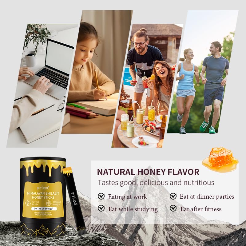 Taste of Honey Shilajit | Pure Himalayan Shilajit | Ashwagandha, Gokshura | Fulvic Acid & 85+ Trace Minerals for Men, Women | Non-GMO | Lab Tested | 30 Sticks