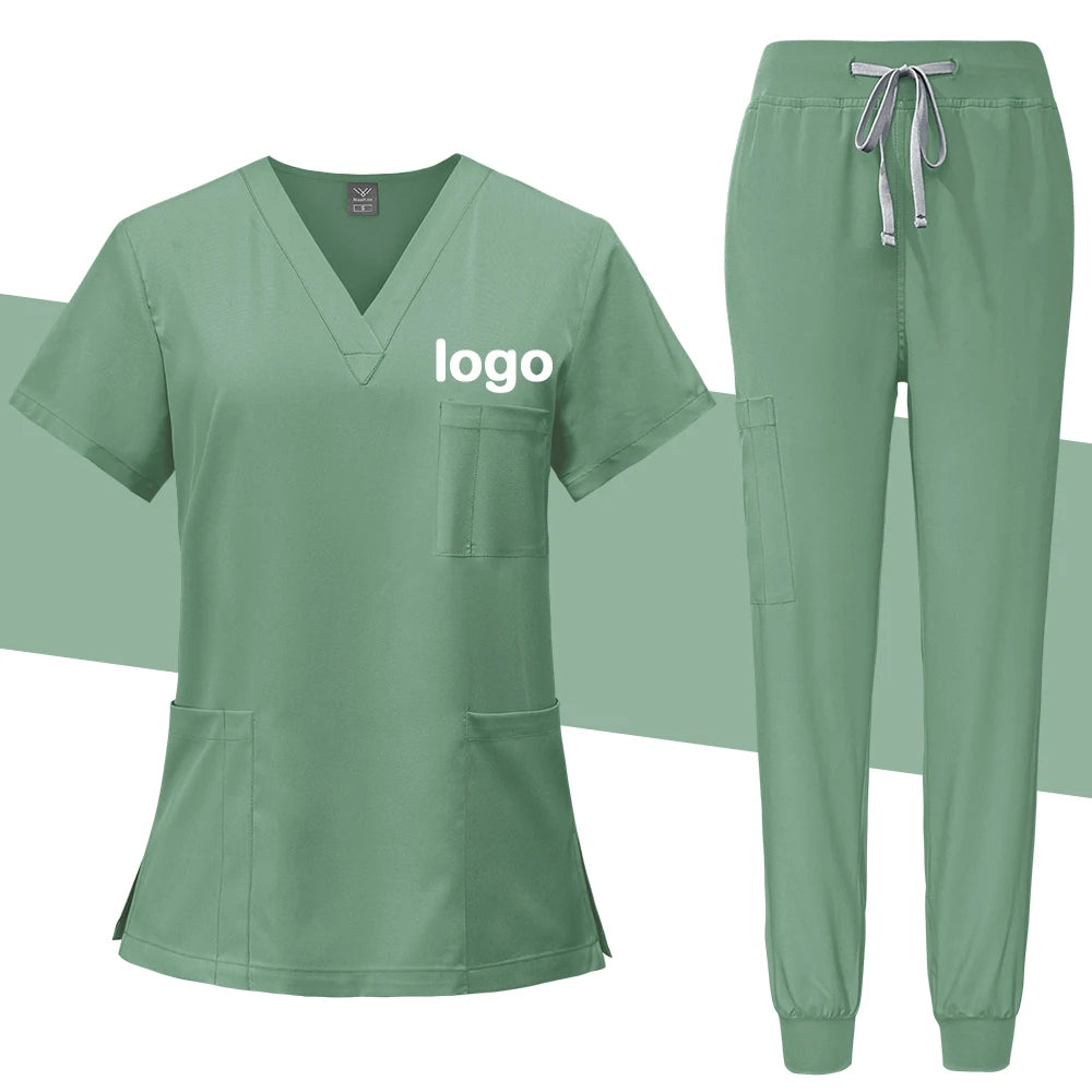 Summer Medical Uniforms Scrubs Tops Hospital Work Shirts Nurses Accesssories Dental Beauty Workwear Lab Clothes Customized Logo
