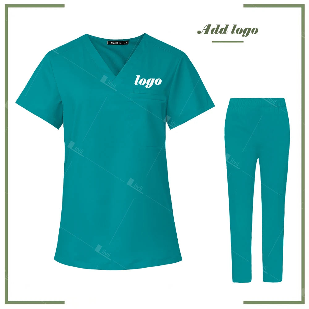 Scrubs Uniform Women Men Medical Nurse Uniforms Elastic Scrubs Top Hospital Surgical Gowns Pockets Blouse Nursing Accessories
