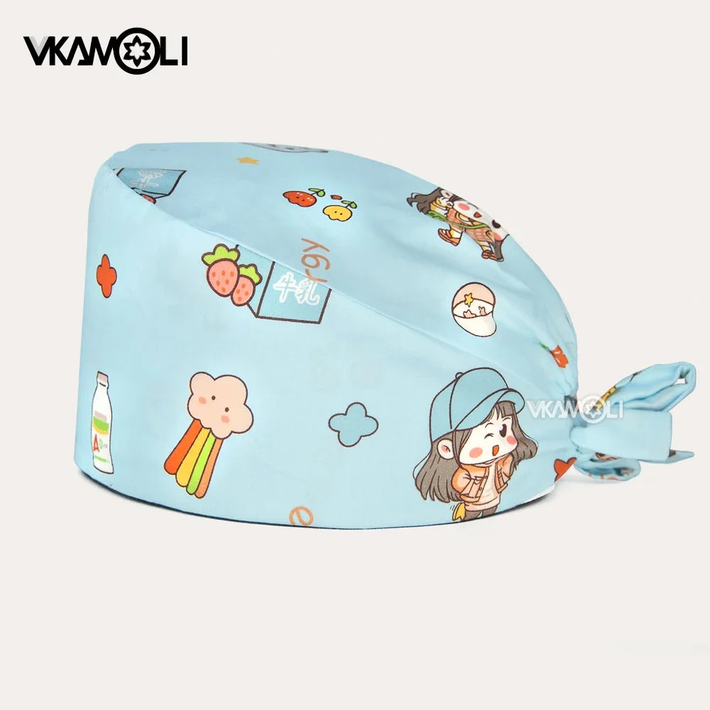 Cartoon Cute rabbit and dog printed surgical cap scrubs cap medical hat pet doctor nurse care cap work operation cap