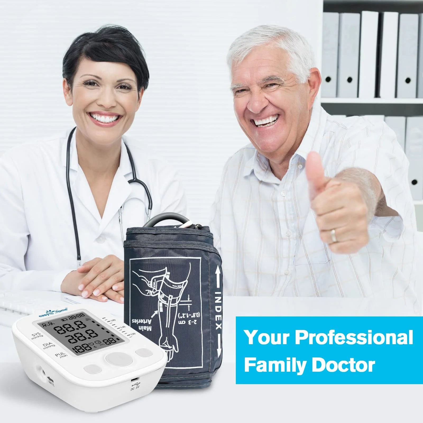 Digital Upper Arm Blood Pressure Monitor with Cuff, Battery, Bag