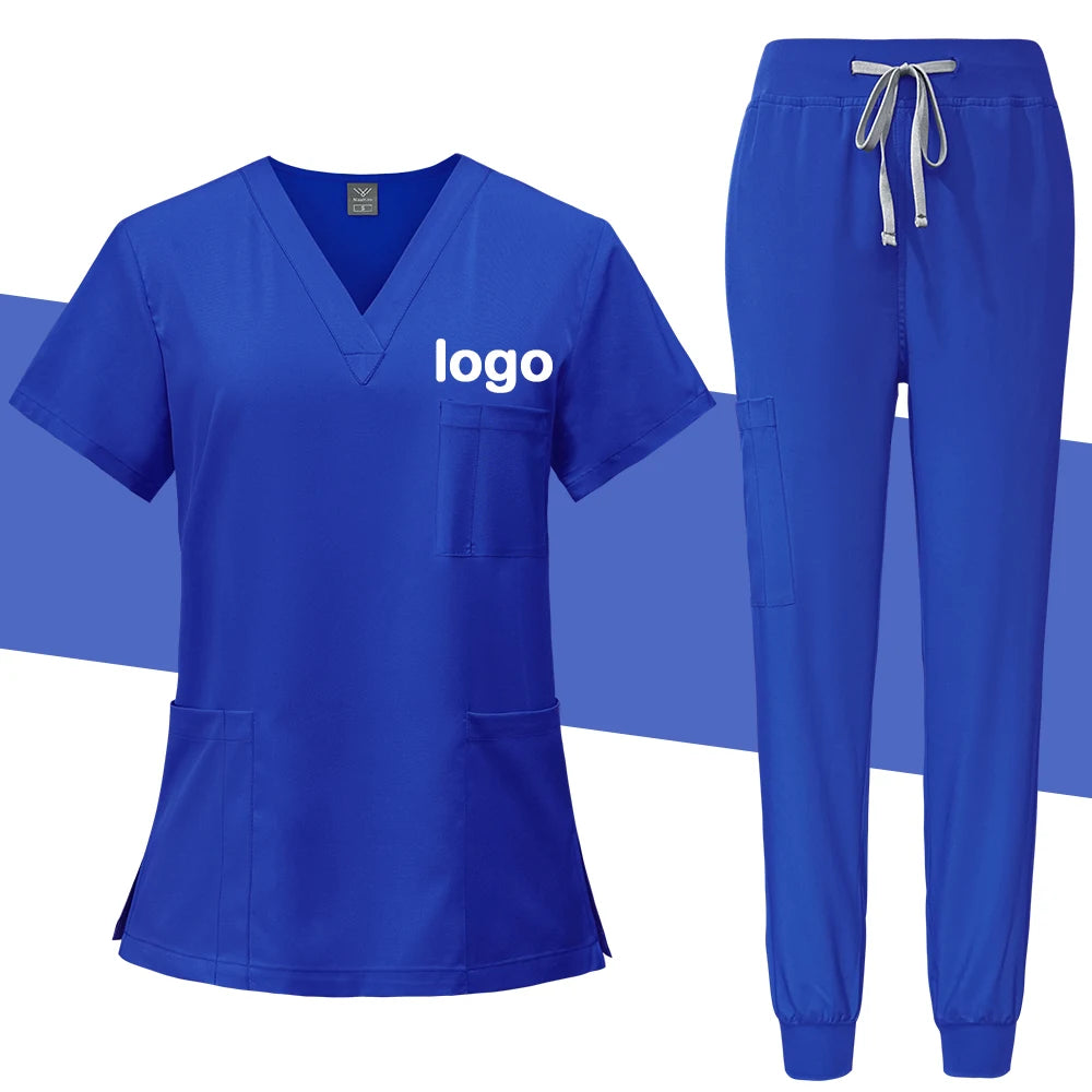 Summer Medical Uniforms Scrubs Tops Hospital Work Shirts Nurses Accesssories Dental Beauty Workwear Lab Clothes Customized Logo