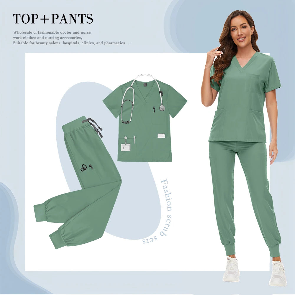Hospital Nursing Scrubs Classic Uniforms Sets Medical Scrub Elastic Lightweight Workwear Pet Beauty Nurse Clinical Uniform Women