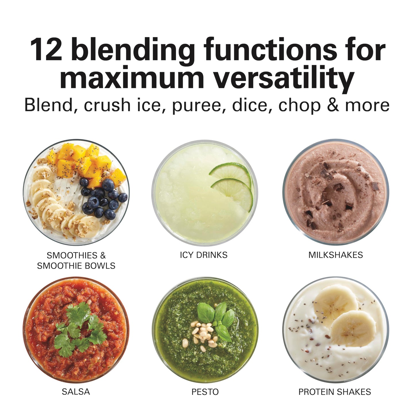Hamilton Beach Power Elite Wave Action Blender For Smoothies, 40 Oz Glass Jar, 12 Functions Including Puree, Crush Ice, Black, 700 Watts, Black (58148A)