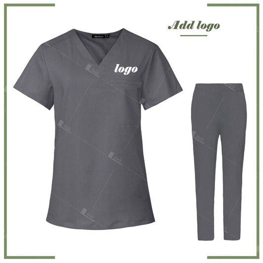 Scrubs Uniform Women Men Medical Nurse Uniforms Elastic Scrubs Top Hospital Surgical Gowns Pockets Blouse Nursing Accessories
