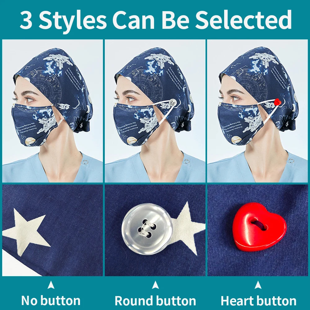 Wholesale Solid Color Surgical Hats Bandage Nursing Scrubs Hat Beautician Working Nurse Cap Hats Lab Medical Women Scrubs Cap