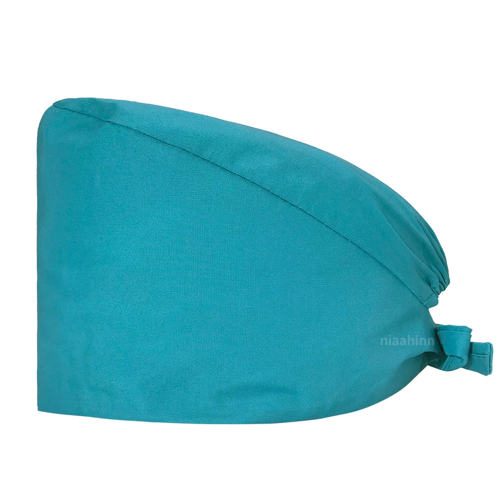 Wholesale Solid Color Surgical Hats Bandage Nursing Scrubs Hat Beautician Working Nurse Cap Hats Lab Medical Women Scrubs Cap