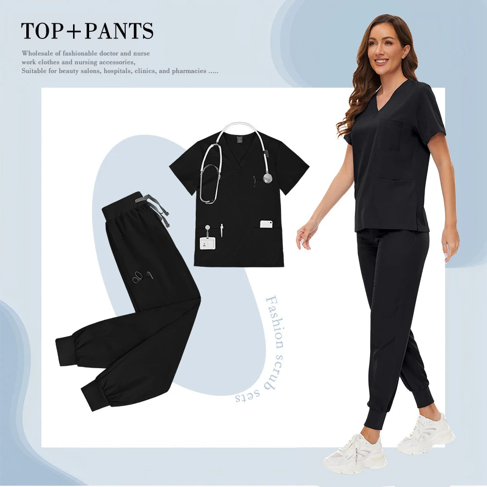 Hospital Nursing Scrubs Classic Uniforms Sets Medical Scrub Elastic Lightweight Workwear Pet Beauty Nurse Clinical Uniform Women
