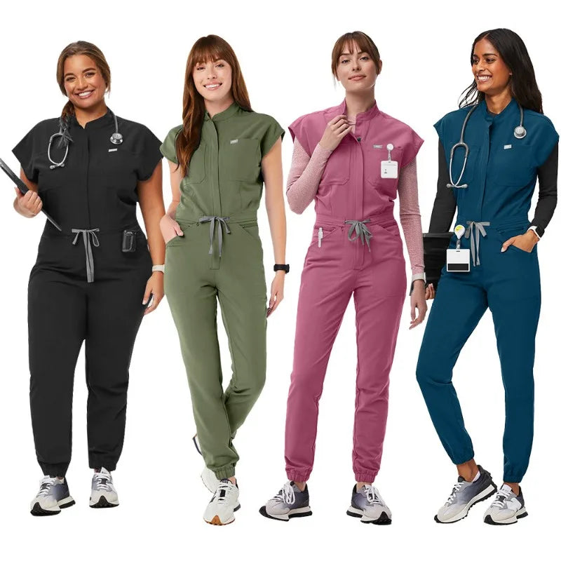 New Jumpsuits Medical Scrubs Uniform Short Sleeve Nursing Workwear Nursing Uniforms Women Men Pet Doctor Scrub Medical Workwear