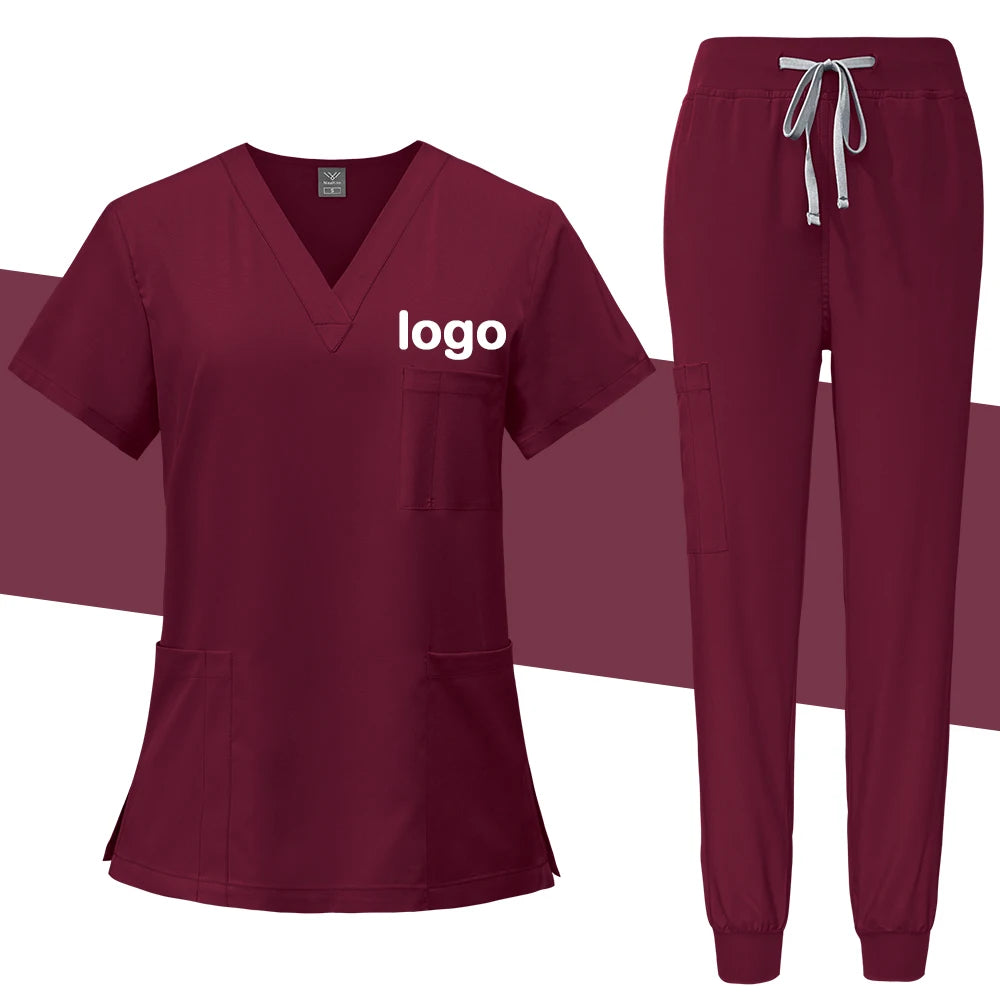 Summer Medical Uniforms Scrubs Tops Hospital Work Shirts Nurses Accesssories Dental Beauty Workwear Lab Clothes Customized Logo