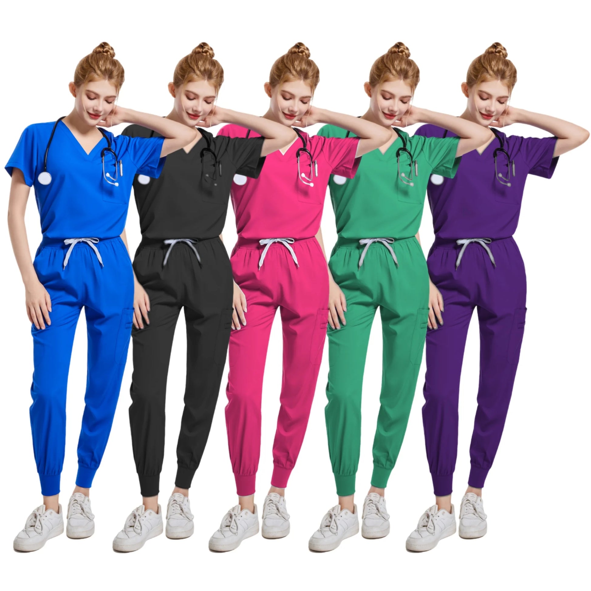 Spa Uniforms Women Scrubs Jogger Set Medical Uniforms Scrub Top + Pants Lab Coat Nurse Uniform Blouse Medicale Femme Work Wears