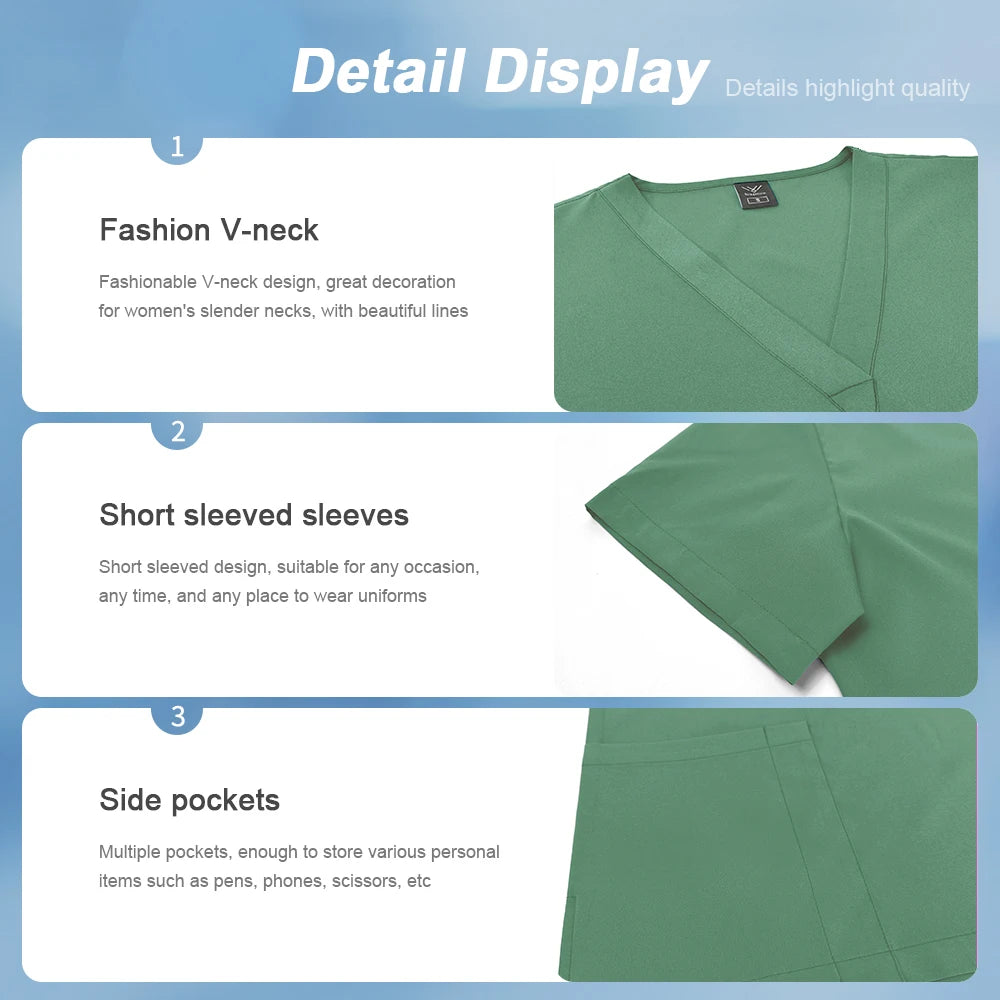 Hospital Nursing Scrubs Classic Uniforms Sets Medical Scrub Elastic Lightweight Workwear Pet Beauty Nurse Clinical Uniform Women