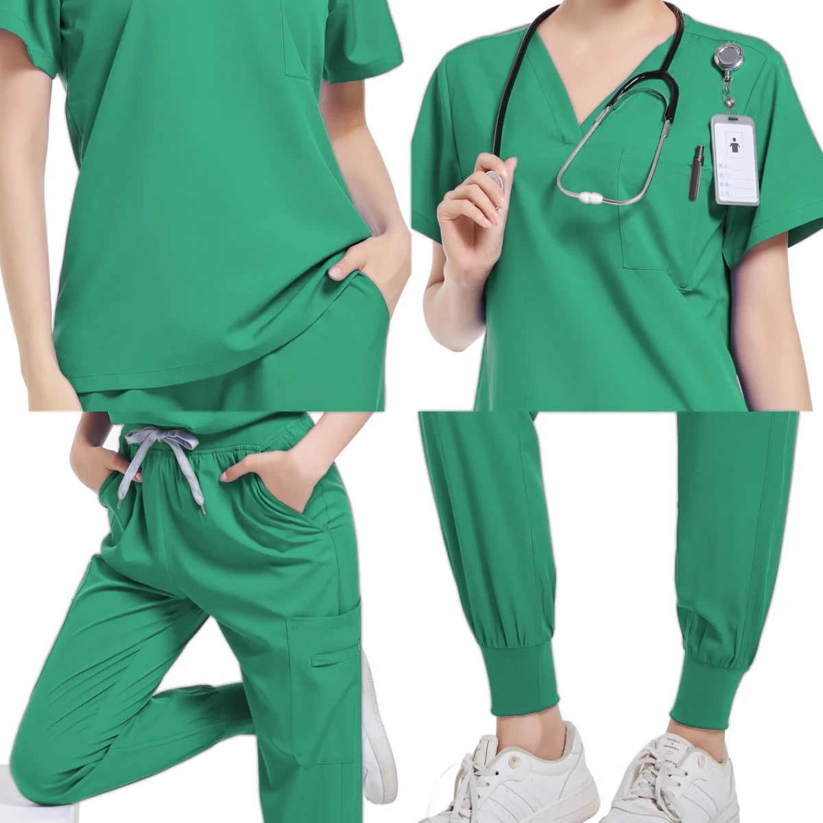 Spa Uniforms Women Scrubs Jogger Set Medical Uniforms Scrub Top + Pants Lab Coat Nurse Uniform Blouse Medicale Femme Work Wears