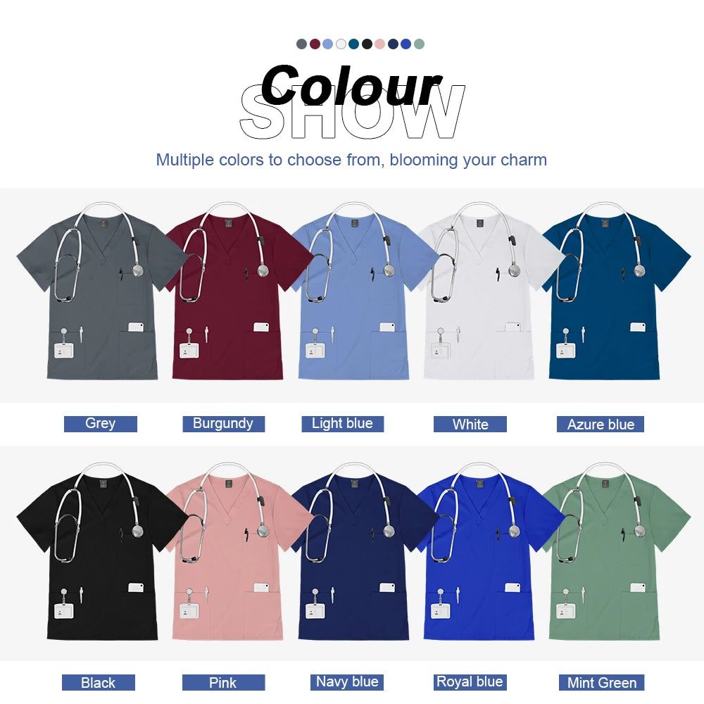 Hospital Nursing Scrubs Classic Uniforms Sets Medical Scrub Elastic Lightweight Workwear Pet Beauty Nurse Clinical Uniform Women