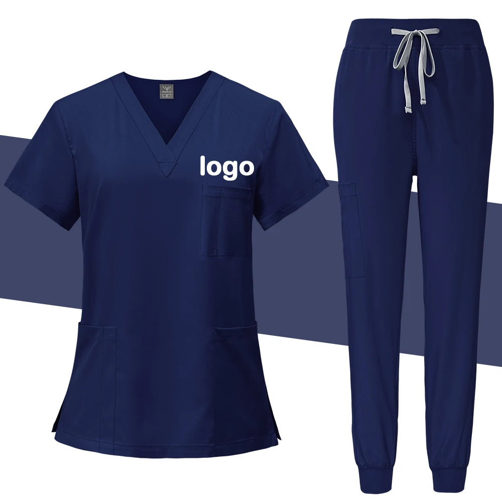 Summer Medical Uniforms Scrubs Tops Hospital Work Shirts Nurses Accesssories Dental Beauty Workwear Lab Clothes Customized Logo