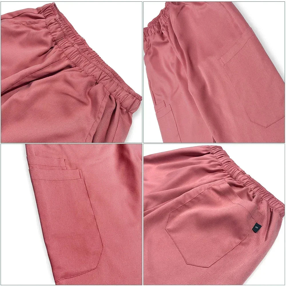 Scrubs Uniform Women Men Medical Nurse Uniforms Elastic Scrubs Top Hospital Surgical Gowns Pockets Blouse Nursing Accessories